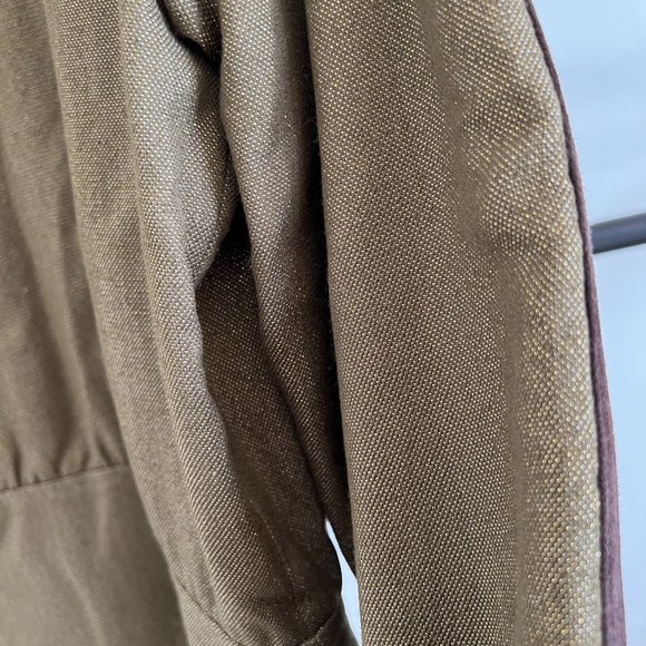 Erin Snow Shimmer Gold Metallic Green Jacket With Suede Leather Trim M - Picture 10 of 15